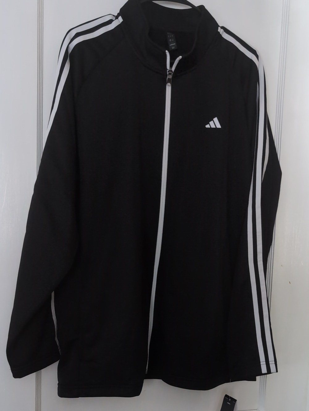 adidas Black Track Jacket with White Stripe Accents
